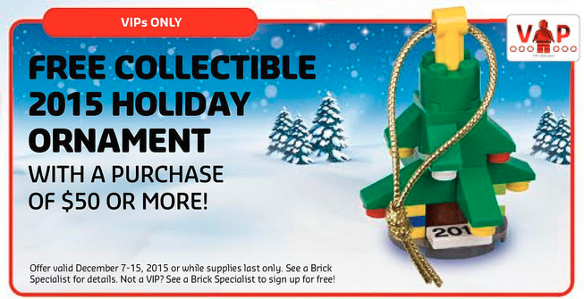 LEGO December store calendar ornament offer