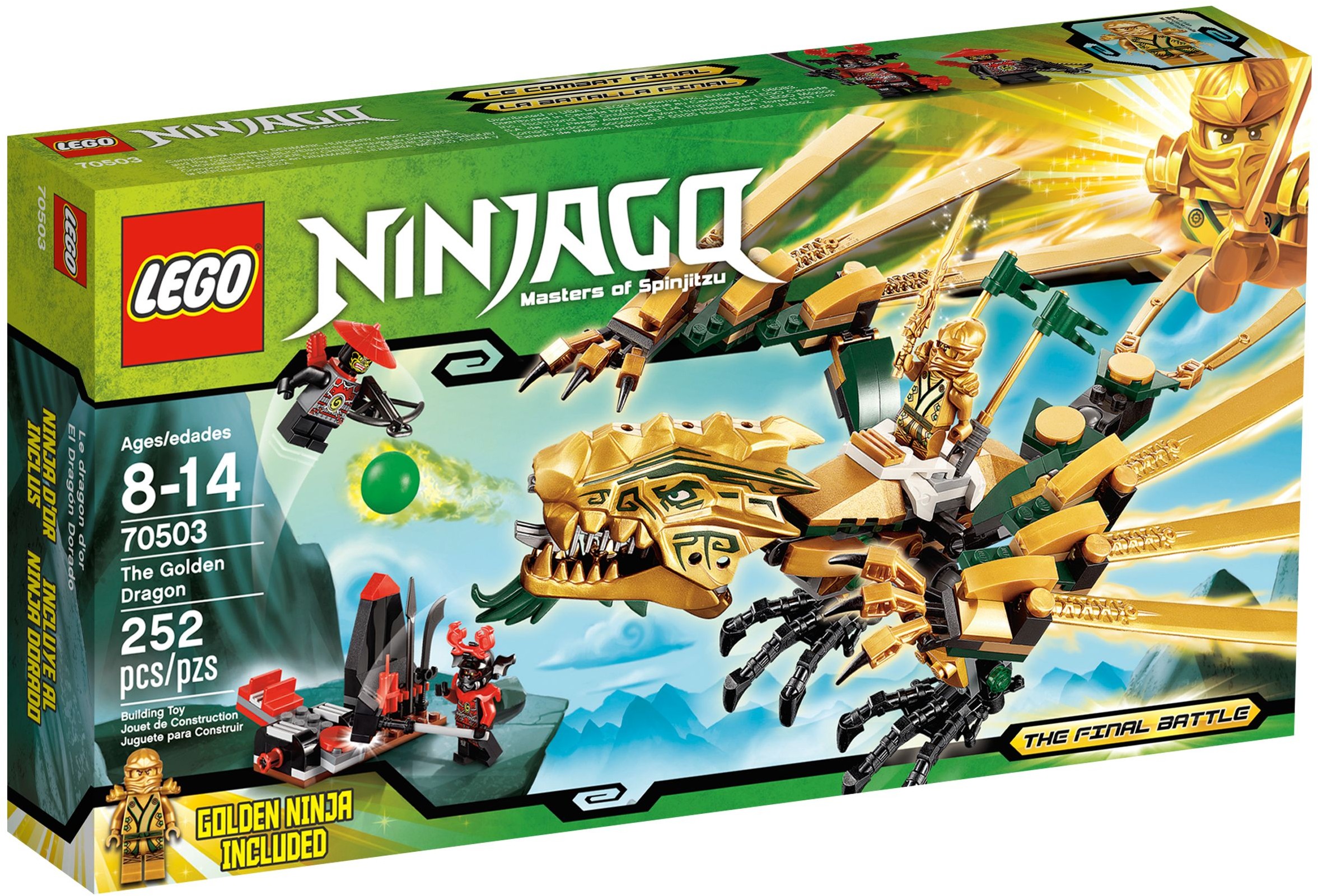 Lego DRAGON HEAD & JAW from Ninjago set 70503 Golden Dragon 