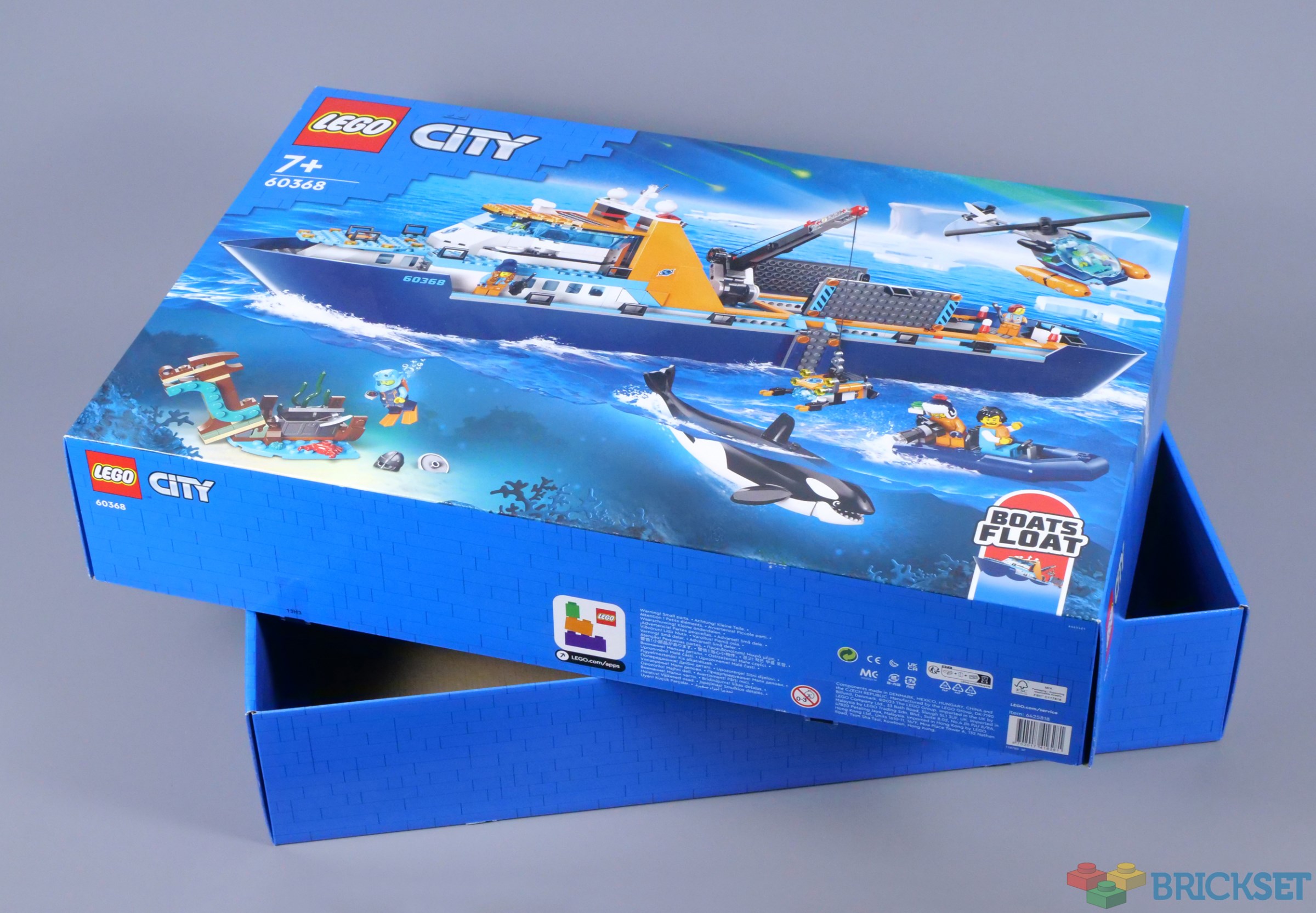 LEGO City Arctic Explorer Ship 60368 Building Toy Set, Fun Toy Gift for 7  year old Boys and Girls, with a Floatable Boat, Helicopter, Dinghy, ROV  Sub