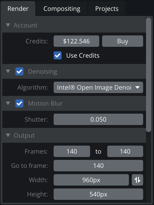 Motion blur - render settings