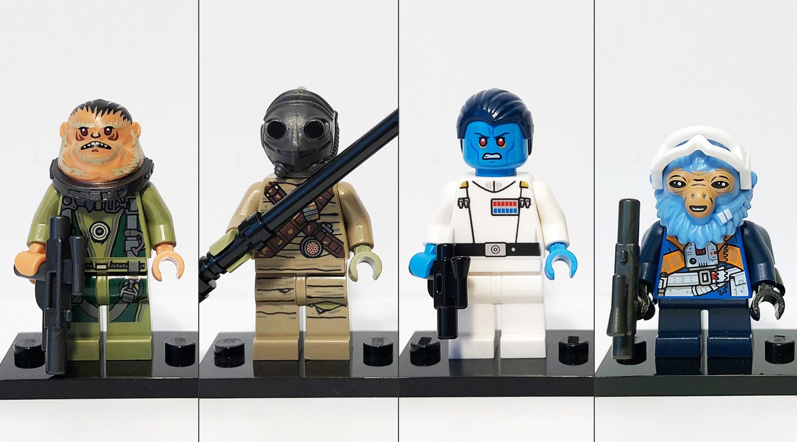 Custom Star Wars Calamari Warrior minifigures on lego bricks