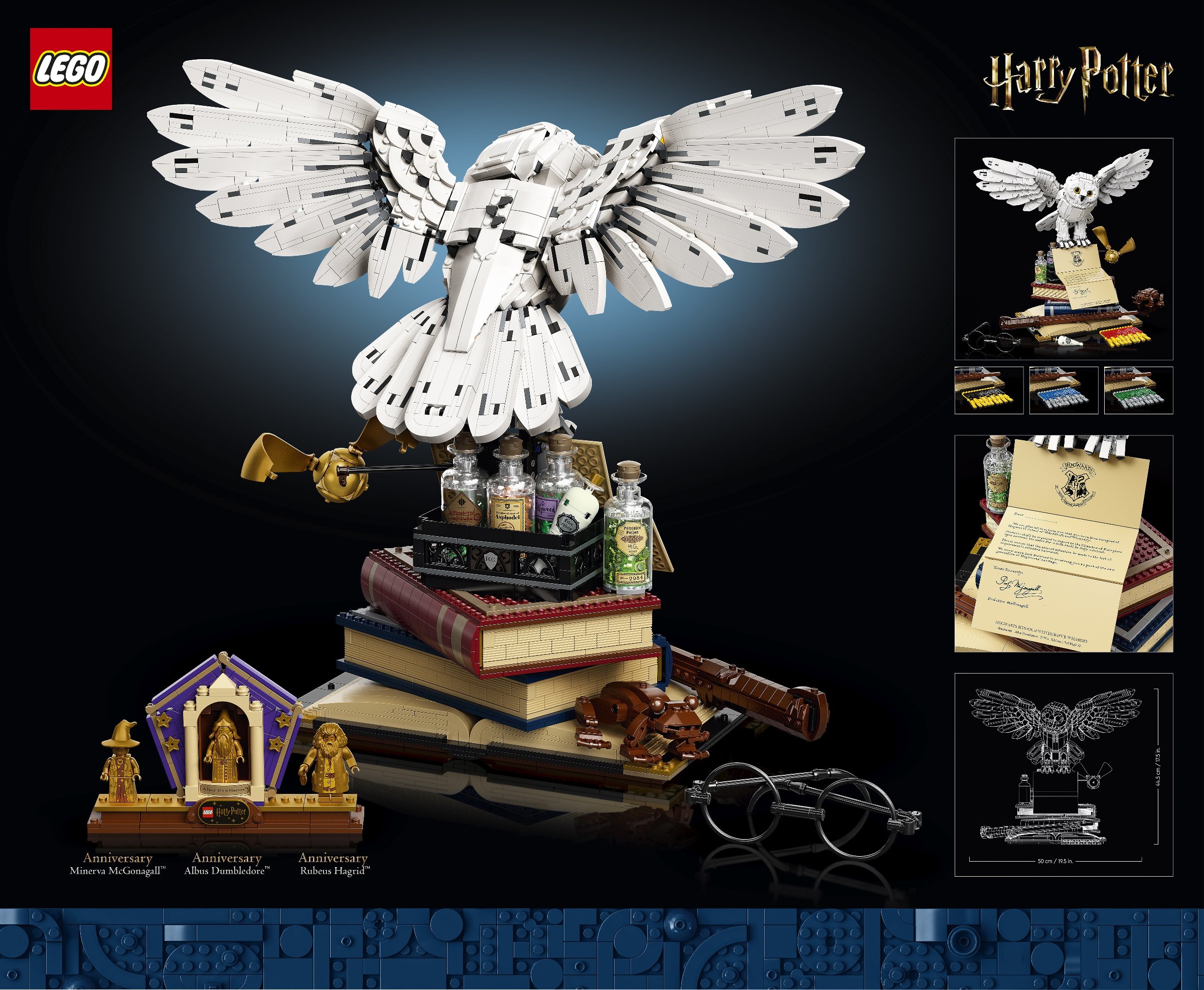 HARRY POTTER COLLECTORS SCULPTURE HEDWIG SNOWY OWL ON PEDESTAL w NAME PLATE NEW 