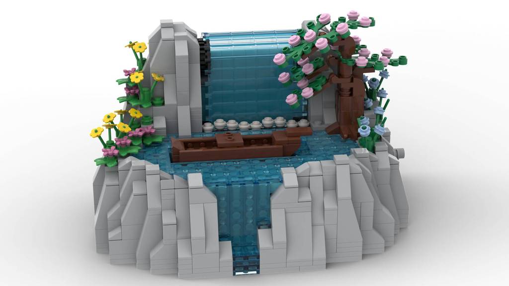 LEGO Waterfall from BuildAMoc review Brickset