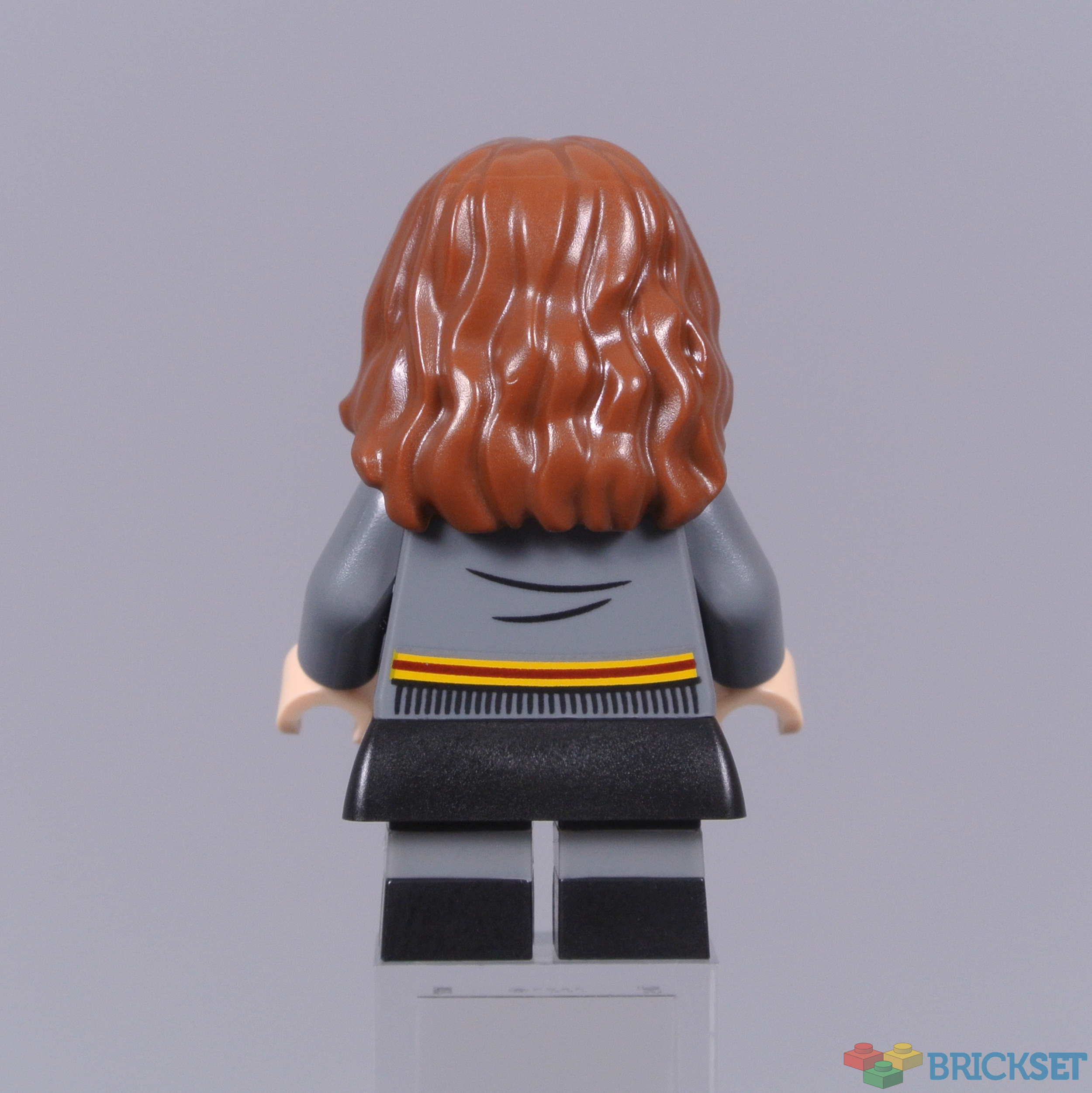 LEGO Female Minifigure Girl w/ Pink White Striped Top & Dark Orange Wavy Hair 