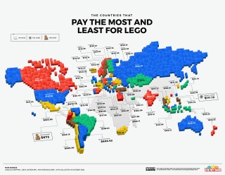 Who pays the most, and least, for their LEGO?