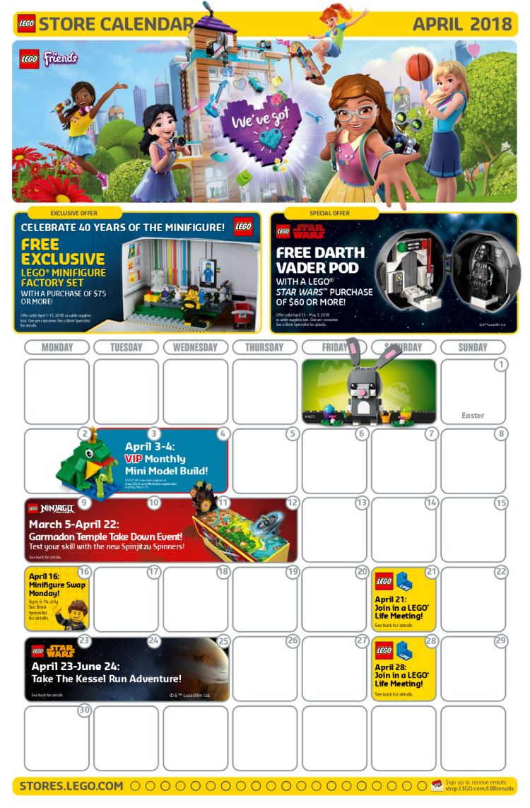 Lego store sale april 2019 calendar