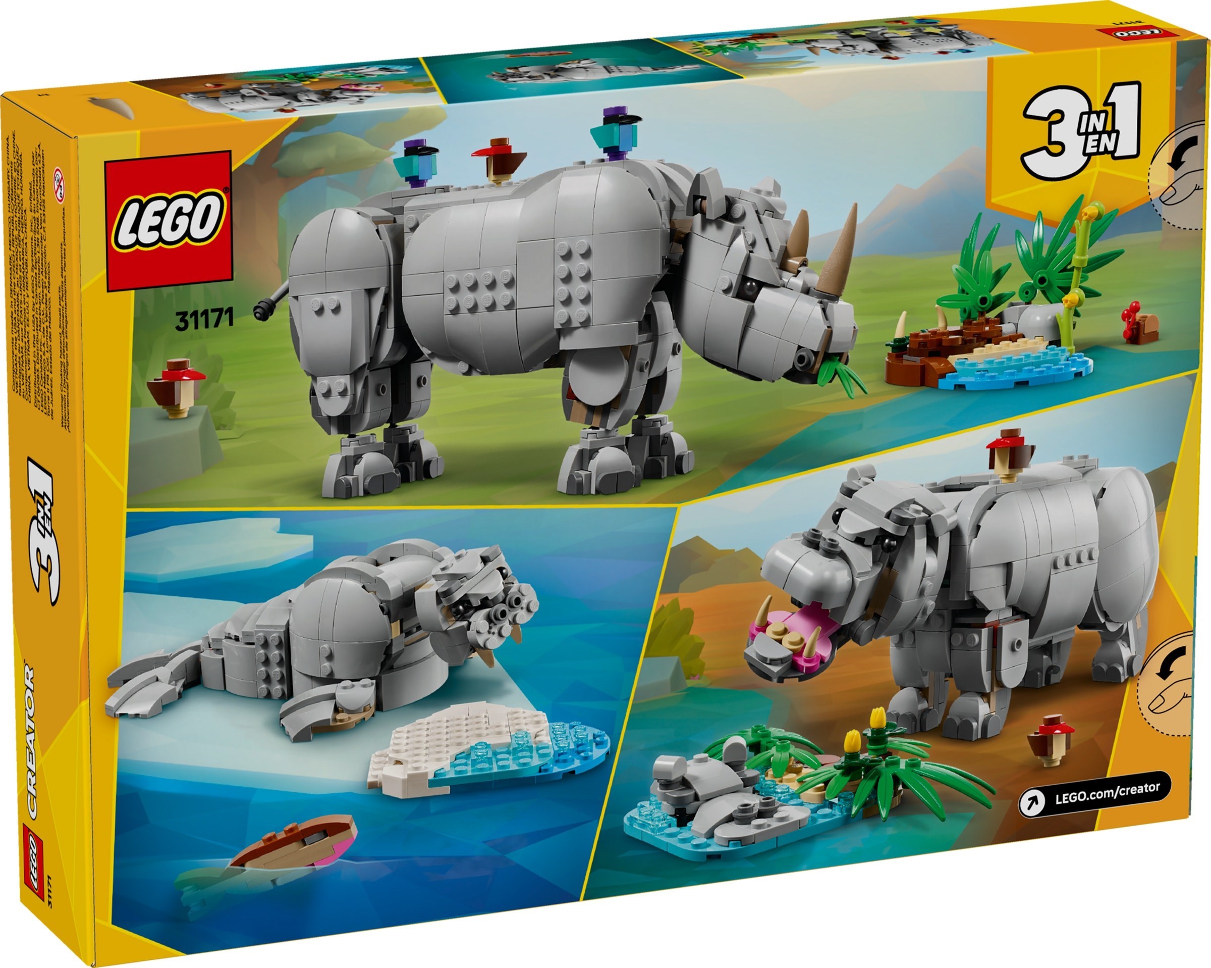 LEGO Wild Animals: Majestic Rhino with Birds set 31171