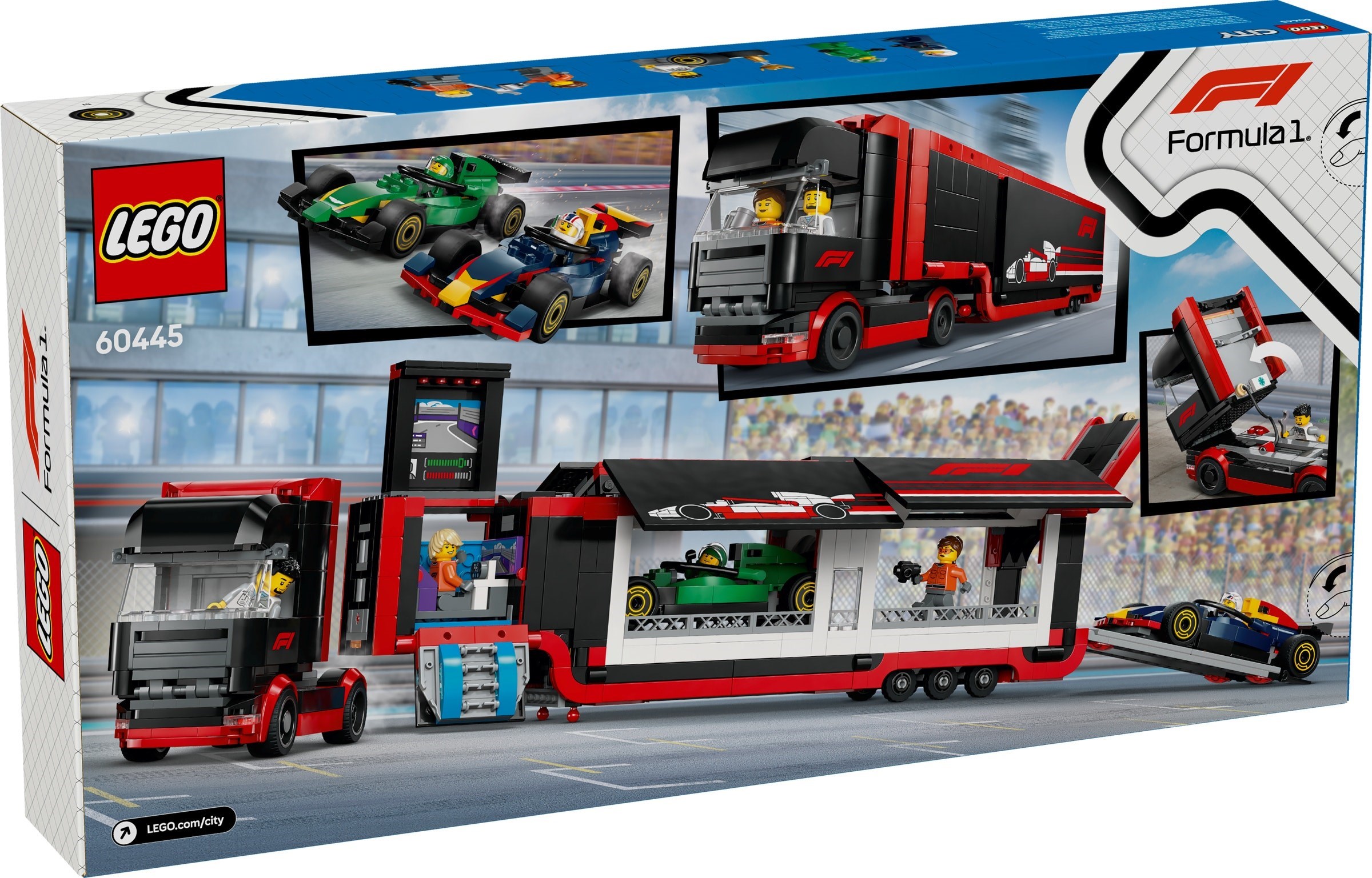 LEGO F1 Truck with RB20 & AMR24 F1 Cars set 60445