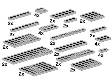 LEGO 10148 Assorted Light Grey Plates