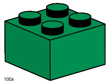 LEGO 3456 2x2 Dark Green Bricks