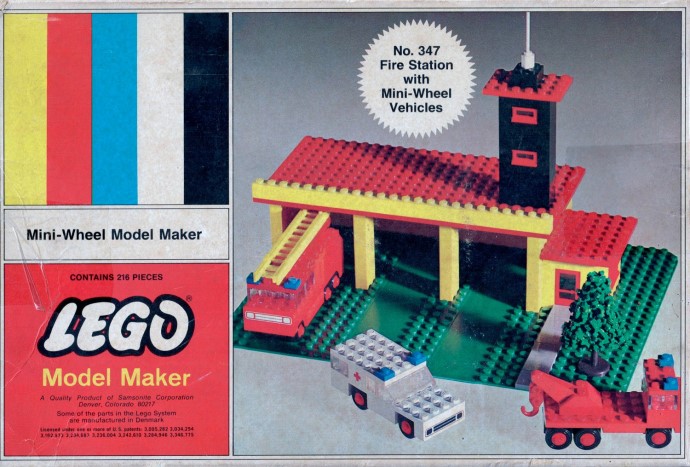 LEGO 347-4 Fire Station with Mini-Wheel Vehicles