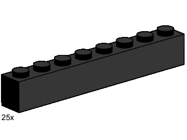 LEGO 3478 1x8 Black Bricks
