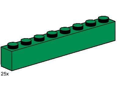 LEGO 3481 1x8 Dark Green Bricks