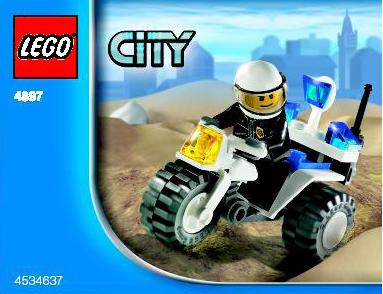 Lego ATV 3 Wheeler City Police Town Vehicle Three Wheeler B5 White 
