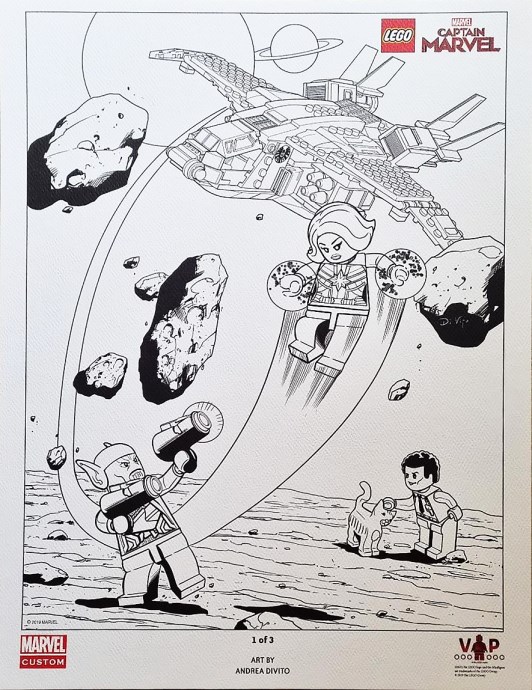 LEGO 5005876 Captain Marvel Black & White Art Print