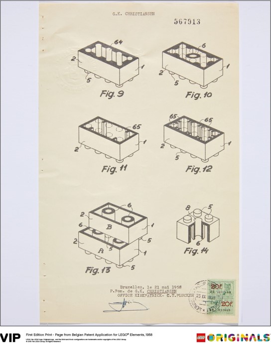 LEGO 5005996 Belgian Patent for LEGO Elements 1958