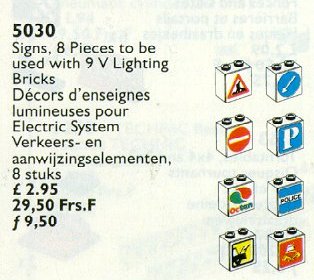 LEGO 5030 Signs for Use with Lighting Bricks 9V