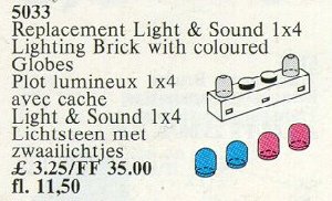 LEGO 5033 Light and Sound 1 x 4 Lighting Brick and 4 Colour Globes