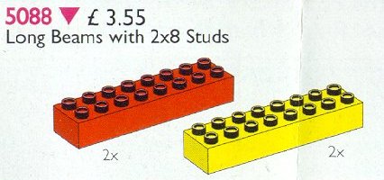 LEGO 5088 Duplo Long Beams 2 x 8 Red and Yellow