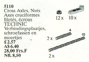LEGO 5110 Cross Axles, Nuts