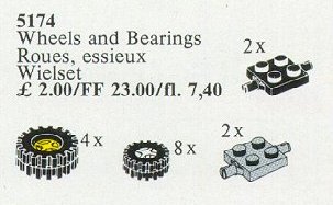 LEGO 5174 Wheels and Bearings (Grooved Tyres and Hubs)