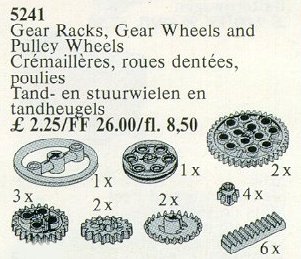 LEGO 5241 Gear Rack and Wheels, Wedge-Belt and Crown Wheels