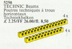 LEGO 5250 8 Technic Beams Yellow