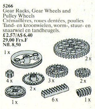 LEGO 5266 Gear Racks, Gear Wheels and Pulley Wheels