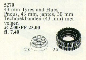 LEGO 5270 2 Tyres and Hubs 43 mm