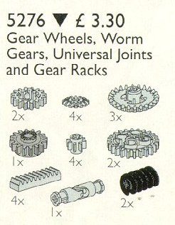 LEGO 5276 Gear Wheels, Worm Gears and Racks, Universal Joints