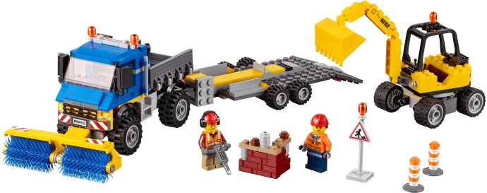 lego sweeper and excavator
