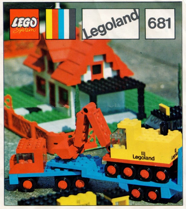 LEGO 681 Low loader with 4 wheel excavator
