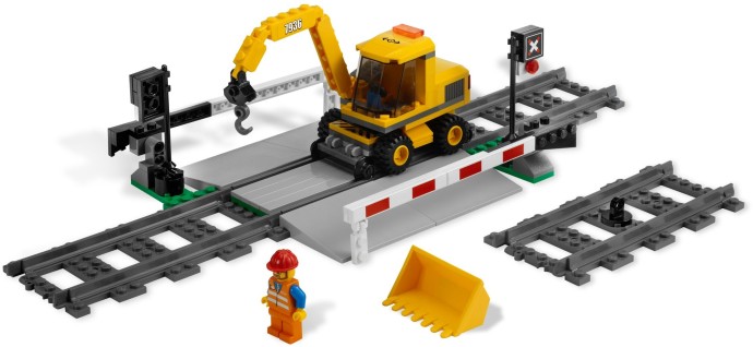 LEGO 7936 City Train Railroad Level Crossing 4 Straight Tracks RARE for sale online 