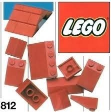 LEGO 812-2 Red Roof Bricks, Shallow Pitch