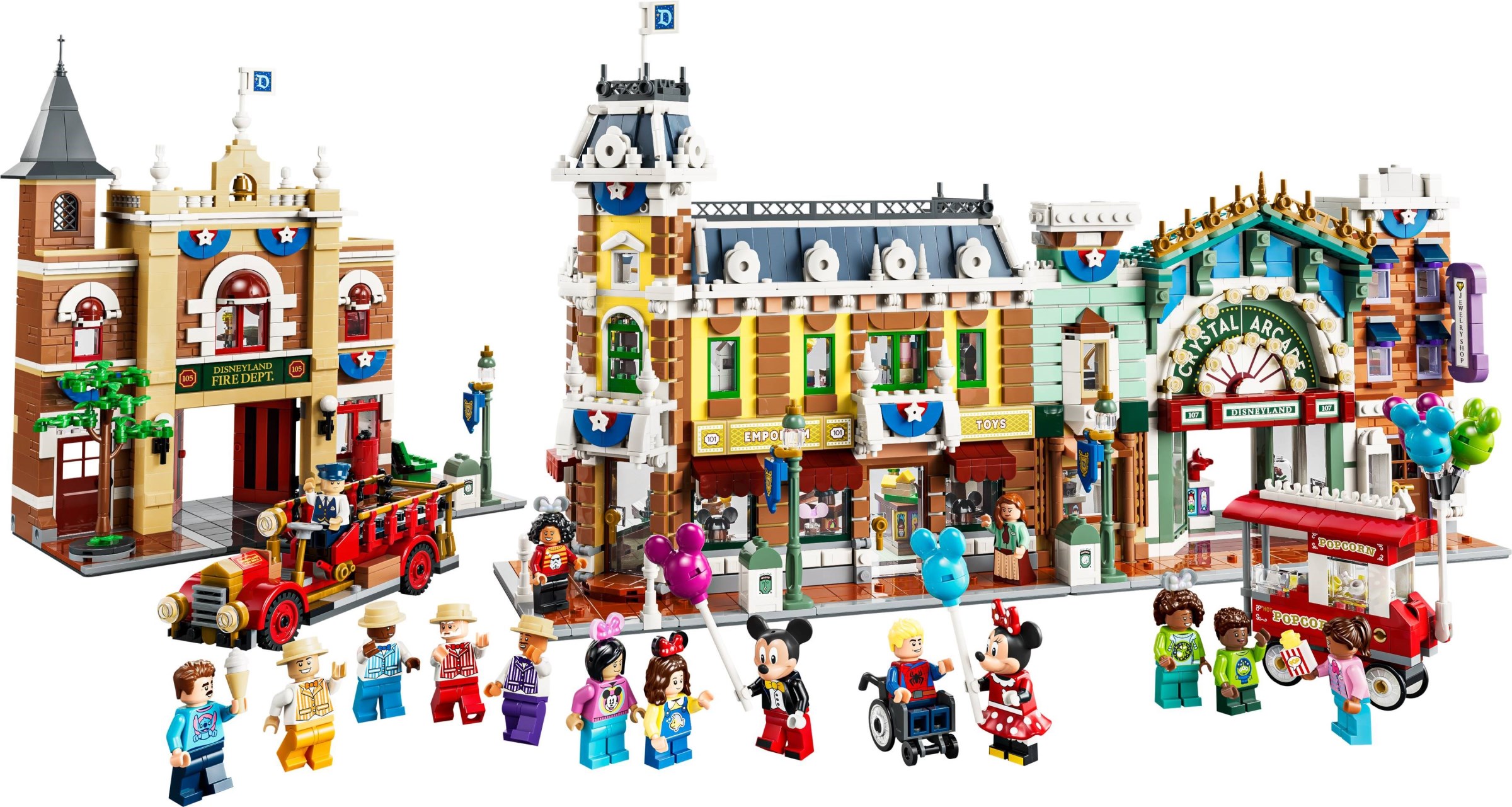 LEGO Disney Main Street U.S.A. set 43302 — Fire Station, Emporium, and Crystal Arcade