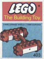 <h1>Train Couplers and Wheels (The Building Toy)</h1><div class='tags floatleft'><a href='/sets/403-2/Train-Couplers-and-Wheels-(The-Building-Toy)'>403-2</a> <a href='/sets/theme-System'>System</a> <a class='subtheme' href='/sets/subtheme-Supplemental'>Supplemental</a> <a class='year' href='/sets/theme-System/year-1967'>1967</a> </div><div class='floatright'>©1967 LEGO Group</div>