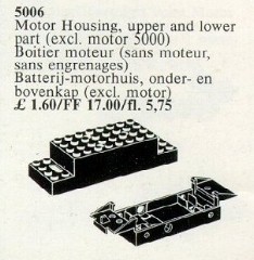 <h1>Replacement 2-Piece Battery Motor Housing</h1><div class='tags floatleft'><a href='/sets/5006-1/Replacement-2-Piece-Battery-Motor-Housing'>5006-1</a> <a href='/sets/theme-Service-Packs'>Service Packs</a> <a class='year' href='/sets/theme-Service-Packs/year-1987'>1987</a> </div><div class='floatright'>©1987 LEGO Group</div>