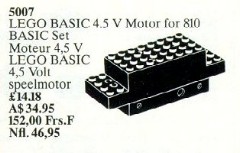<h1>Basic Motor 4.5V, Motor and Gear Housing. For use with set 810</h1><div class='tags floatleft'><a href='/sets/5007-1/Basic-Motor-4-5V-Motor-and-Gear-Housing-For-use-with-set-810'>5007-1</a> <a href='/sets/theme-Service-Packs'>Service Packs</a> <a class='year' href='/sets/theme-Service-Packs/year-1989'>1989</a> </div><div class='floatright'>©1989 LEGO Group</div>
