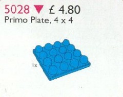 <h1>Duplo Primo Plate 4 x 4 Blue</h1><div class='tags floatleft'><a href='/sets/5028-1/Duplo-Primo-Plate-4-x-4-Blue'>5028-1</a> <a href='/sets/theme-Service-Packs'>Service Packs</a> <a class='subtheme' href='/sets/subtheme-Primo'>Primo</a> <a class='year' href='/sets/theme-Service-Packs/year-1996'>1996</a> </div><div class='floatright'>©1996 LEGO Group</div>