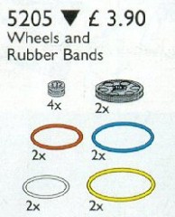 <h1>Technic Wheels and Rubber Bands</h1><div class='tags floatleft'><a href='/sets/5205-1/Technic-Wheels-and-Rubber-Bands'>5205-1</a> <a href='/sets/theme-Service-Packs'>Service Packs</a> <a class='subtheme' href='/sets/subtheme-Technic'>Technic</a> <a class='year' href='/sets/theme-Service-Packs/year-1999'>1999</a> </div><div class='floatright'>©1999 LEGO Group</div>