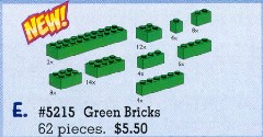 <h1>Green Bricks Assorted</h1><div class='tags floatleft'><a href='/sets/5215-1/Green-Bricks-Assorted'>5215-1</a> <a href='/sets/theme-Service-Packs'>Service Packs</a> <a class='year' href='/sets/theme-Service-Packs/year-1999'>1999</a> </div><div class='floatright'>©1999 LEGO Group</div>