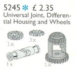 <h1>Universal Joint, Differential Housing and Gear Wheels</h1><div class='tags floatleft'><a href='/sets/5245-1/Universal-Joint-Differential-Housing-and-Gear-Wheels'>5245-1</a> <a href='/sets/theme-Service-Packs'>Service Packs</a> <a class='subtheme' href='/sets/subtheme-Technic'>Technic</a> <a class='year' href='/sets/theme-Service-Packs/year-1994'>1994</a> </div><div class='floatright'>©1994 LEGO Group</div>