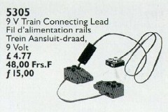 <h1>Train Connecting Lead 9V</h1><div class='tags floatleft'><a href='/sets/5305-1/Train-Connecting-Lead-9V'>5305-1</a> <a href='/sets/theme-Service-Packs'>Service Packs</a> <a class='subtheme' href='/sets/subtheme-Trains'>Trains</a> <a class='year' href='/sets/theme-Service-Packs/year-1992'>1992</a> </div><div class='floatright'>©1992 LEGO Group</div>