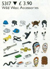 <h1>Wild West Accessories</h1><div class='tags floatleft'><a href='/sets/5317-1/Wild-West-Accessories'>5317-1</a> <a href='/sets/theme-Service-Packs'>Service Packs</a> <a class='subtheme' href='/sets/subtheme-Western'>Western</a> <a class='year' href='/sets/theme-Service-Packs/year-1999'>1999</a> </div><div class='floatright'>©1999 LEGO Group</div>