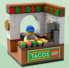 <h1>Taco stand</h1><div class='tags floatleft'><a href='/sets/6469488-1/Taco-stand'>6469488-1</a> <a href='/sets/theme-Promotional'>Promotional</a> <a class='subtheme' href='/sets/subtheme-LEGO-brand-stores'>LEGO brand stores</a> <a class='year' href='/sets/theme-Promotional/year-2023'>2023</a> </div><div class='floatright'>©2023 LEGO Group</div>